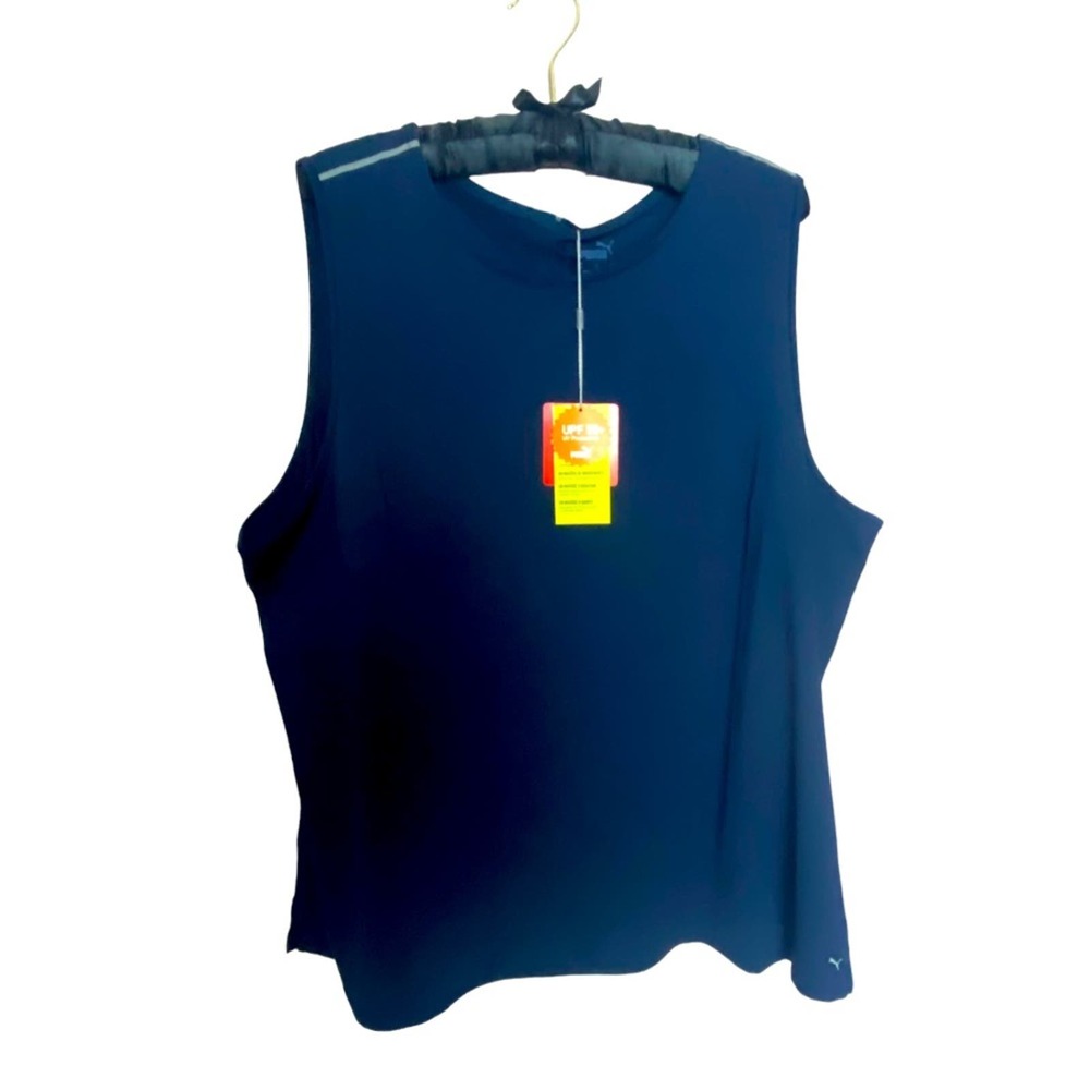 NWT Women Puma Sleeveless Athletic Shirt XXL Navy. UV protection and reflective